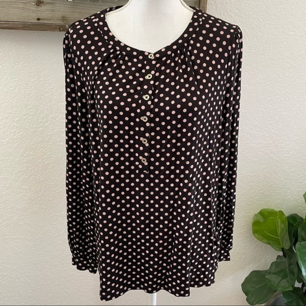 Boden Blouson button polka dot stretch knit top‎ US 16 18